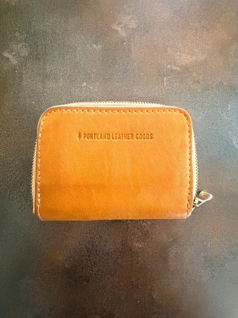 Portland Leather Goods Small Zip Wallet Sunflower Yellow GUC